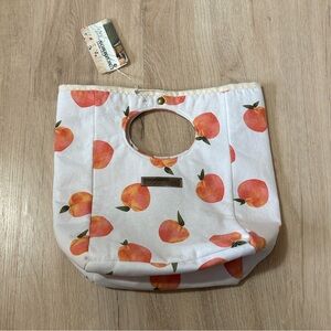 Canvas fabric insulated lunch bag || peaches print
